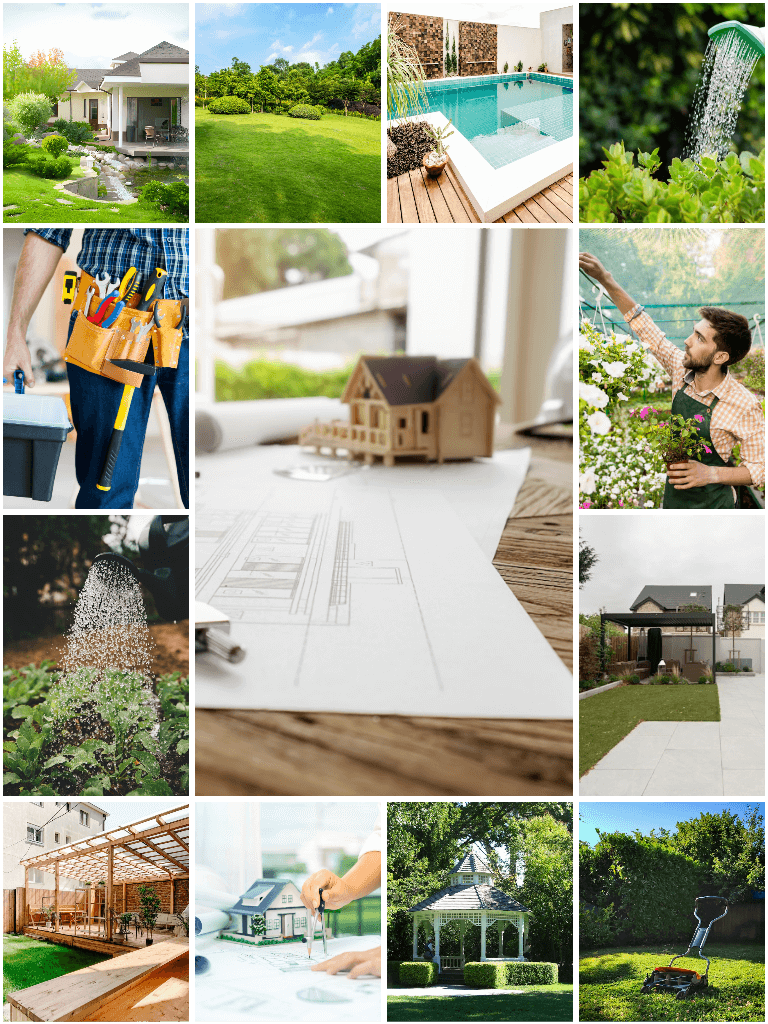 Small garden design in The Springs, Dubai – courtyard with seating and planting