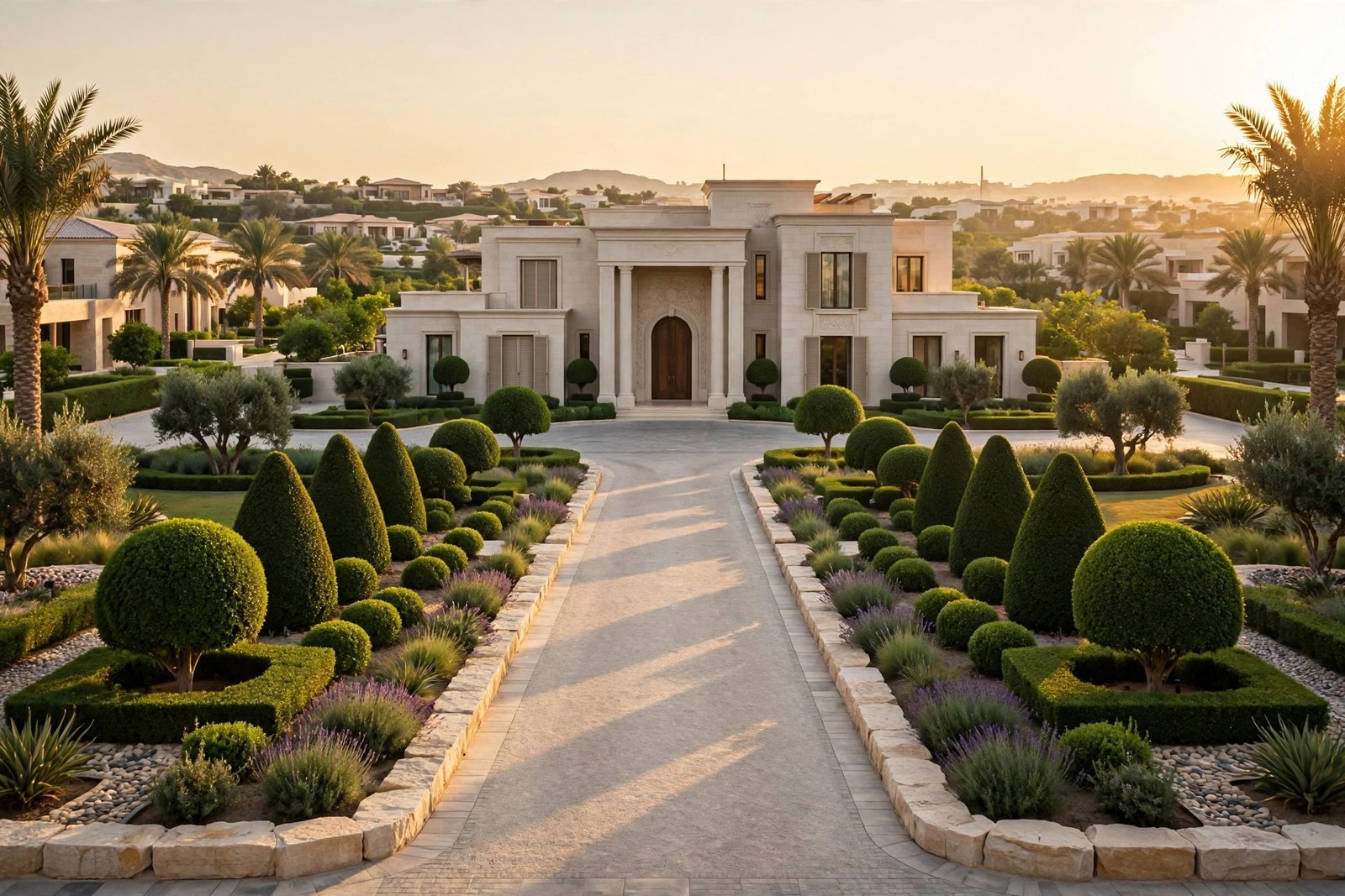 New villa front garden in The Valley, Dubai