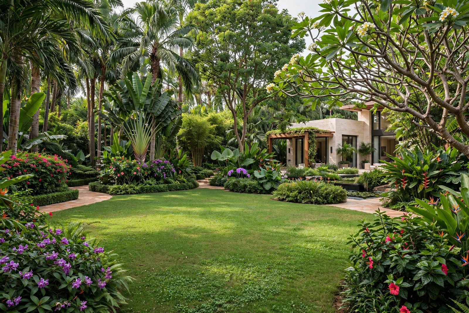 Garden maintenance in Al Barari, Dubai – lawn clearing inside the botanical gardens