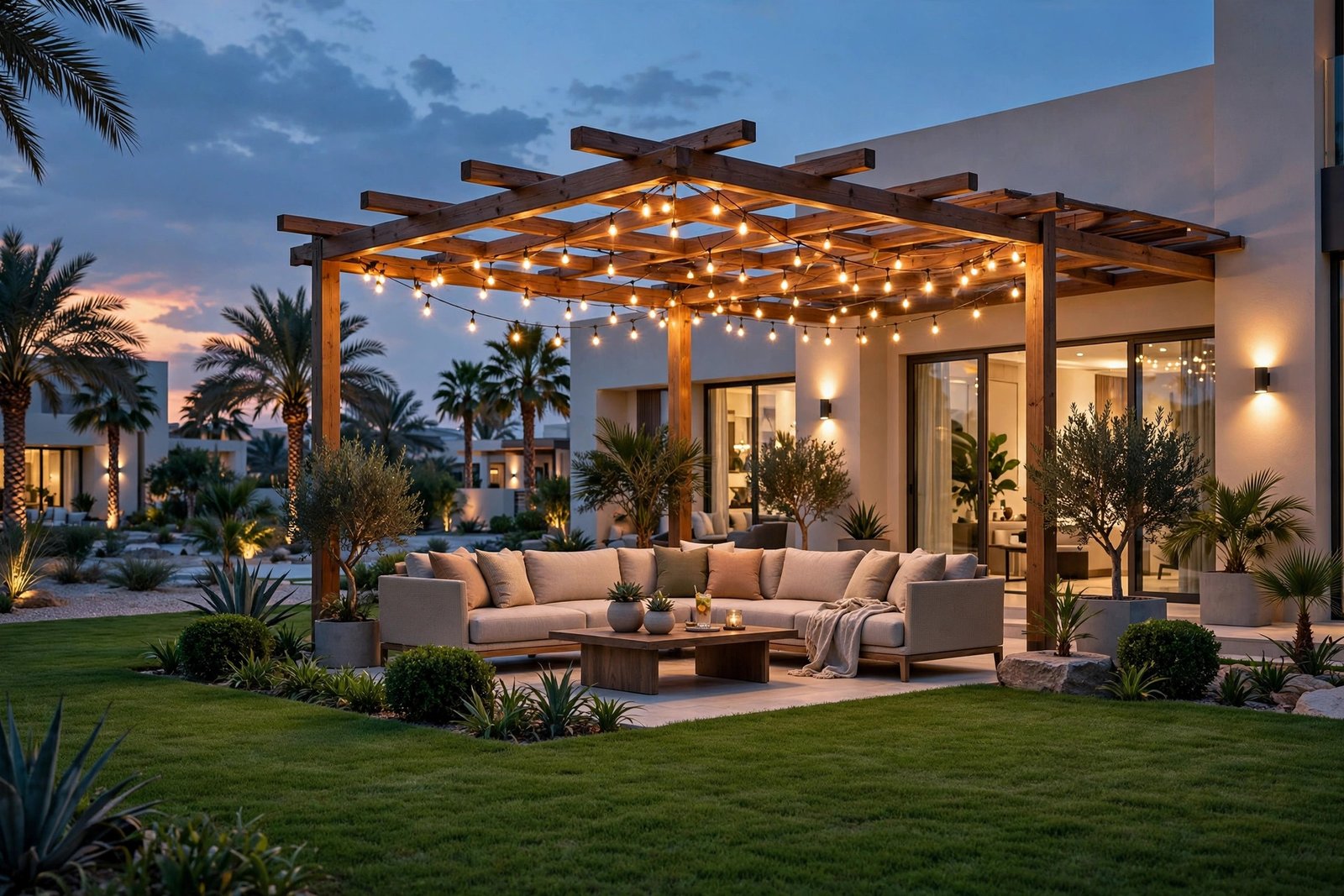 Family lawn in Arabian Ranches 3, Dubai — new villa garden with play lawn