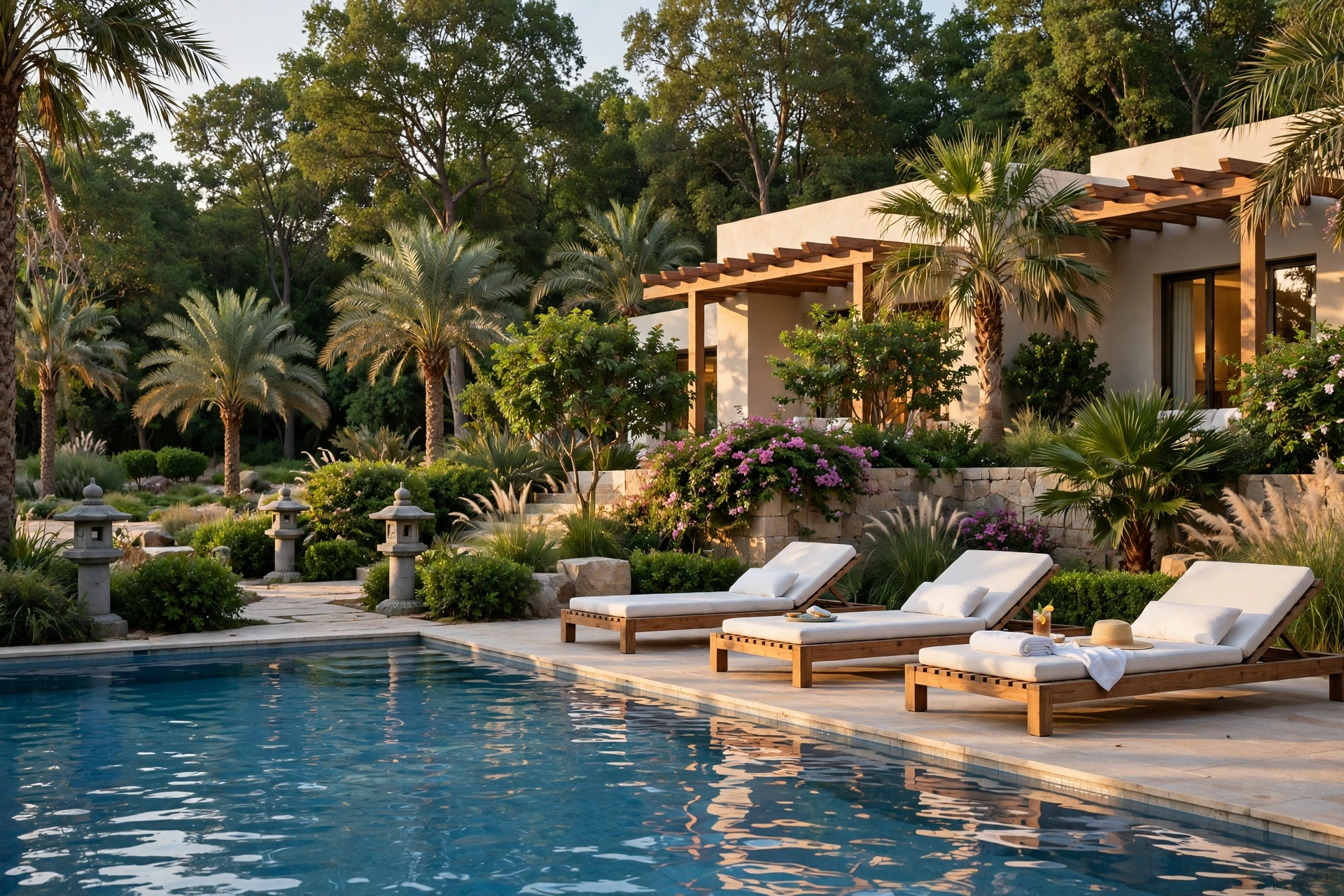 Poolside garden in Kaya, Masaar Sharjah