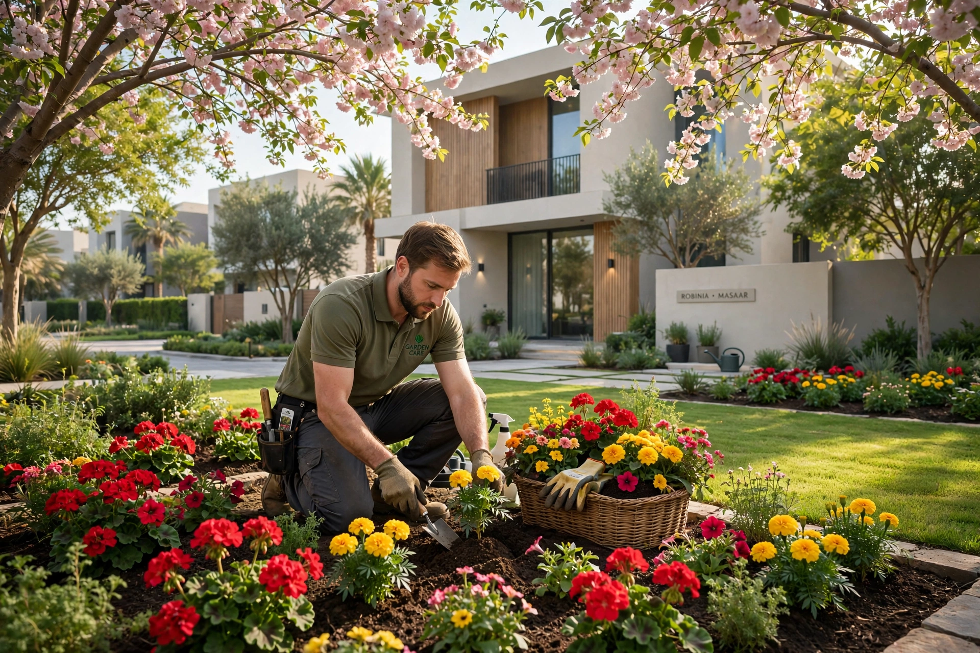 Flower bed planting in Robinia, Masaar Sharjah